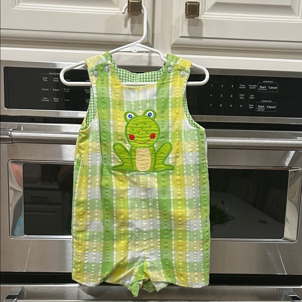 Green and Yellow Bailey Boys Frog Kids Two in One Piece